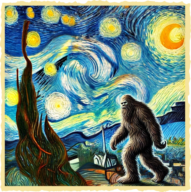 The Lost Original - Bigfoot Starry Night Van Gogh  Adult-Tshirt