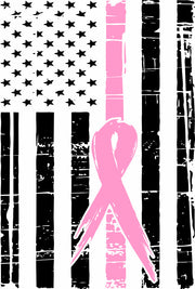 Breast Cancer Ribbon USA Flag Adult-Tshirt