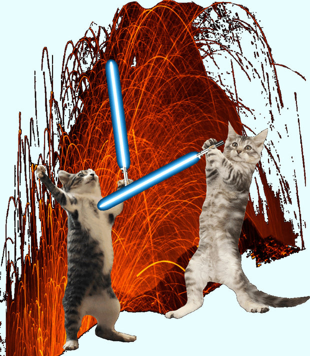 Cat Wars Anakitten vs. Katobi Lava Battle Adult-Tshirt