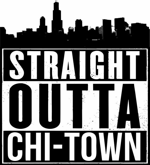Straight Outta Chi-Town Funny Chicago Adult-Tshirt