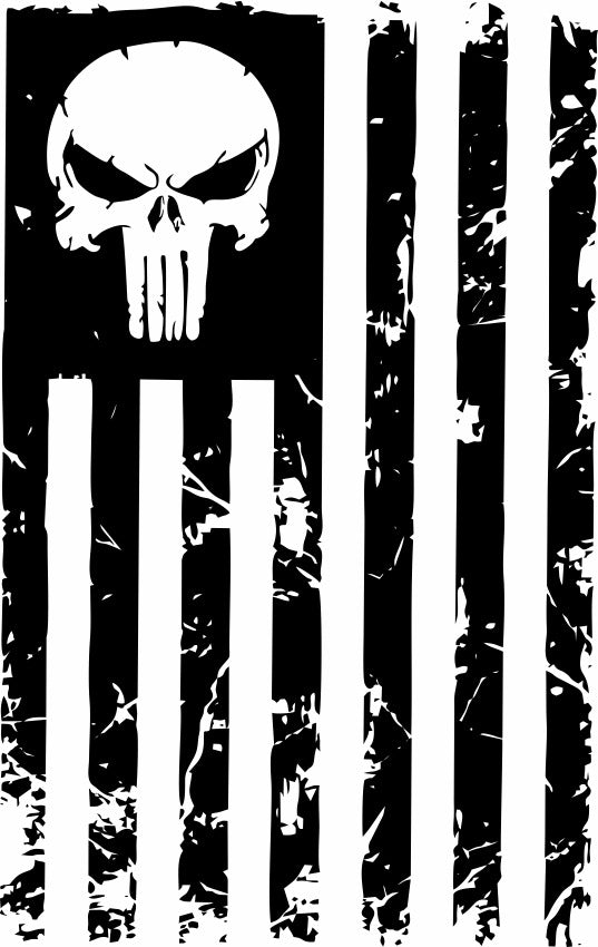 American Flag Skull Military Adult-Tshirt