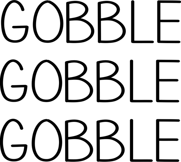 Gobble Gobble Gobble Thanksgiving Turkey Adult-Tshirt