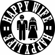 Happy Wife Happy Life Funny Bride Groom Adult-Tshirt