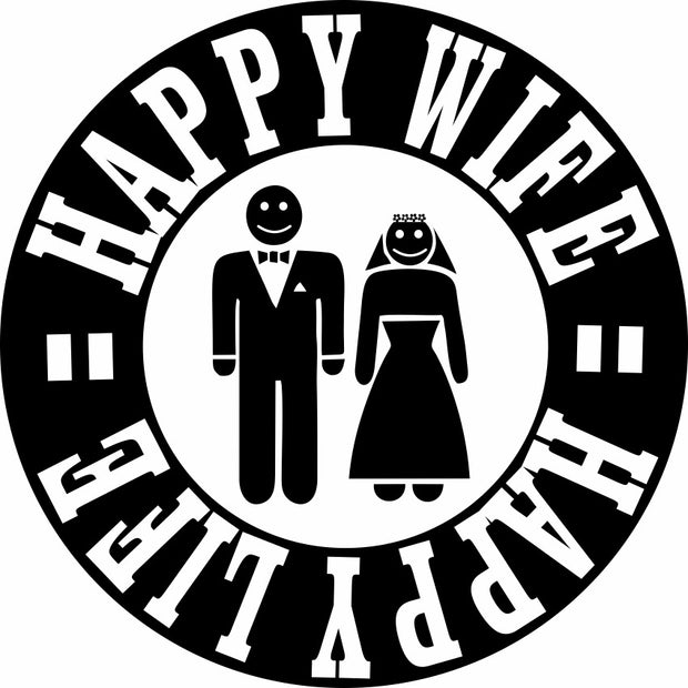 Happy Wife Happy Life Funny Bride Groom Adult-Tshirt