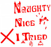 Naughty Nice I Tried Funny Christmas Adult-Tshirt