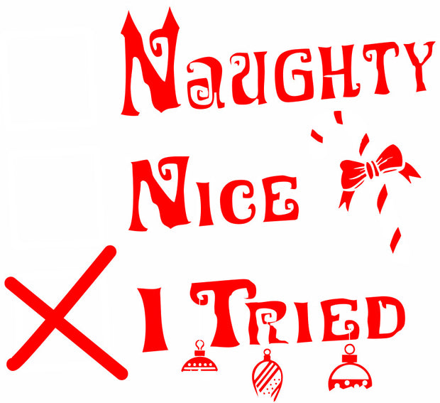 Naughty Nice I Tried Funny Christmas Adult-Tshirt