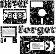 Never Forget 80s 90s Retro Funny Floppy Disk Cassette Adult-Tshirt