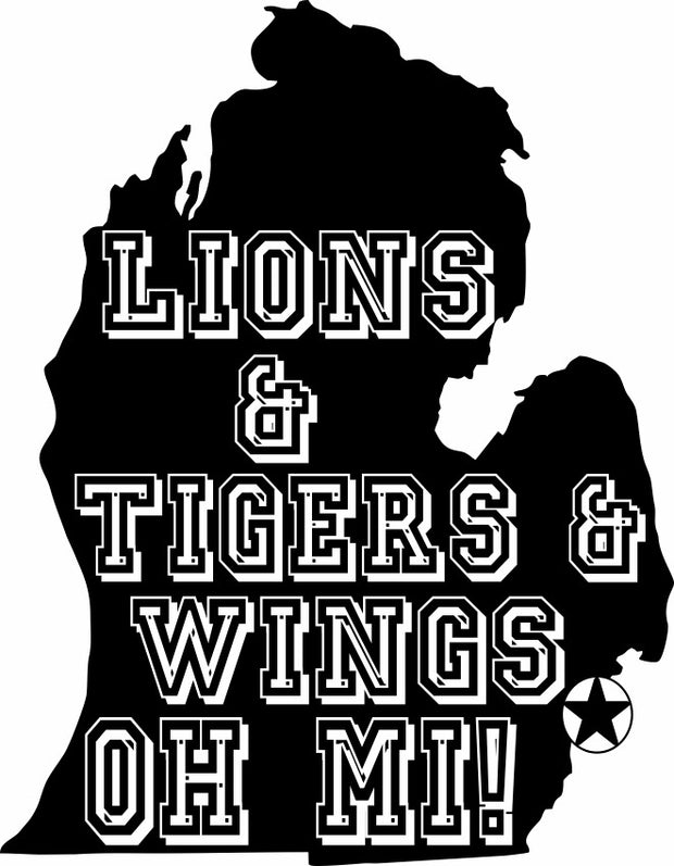 Lions & Tigers & Wings Oh Mi! Detroit Michigan Sports Adult-Tshirt