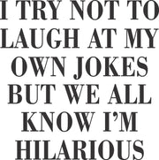 I Try Not To Laugh At My Own Jokes Funny Adult-Tshirt