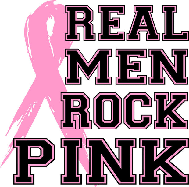 Real Men Rock Pink Breast Cancer Adult-Tshirt