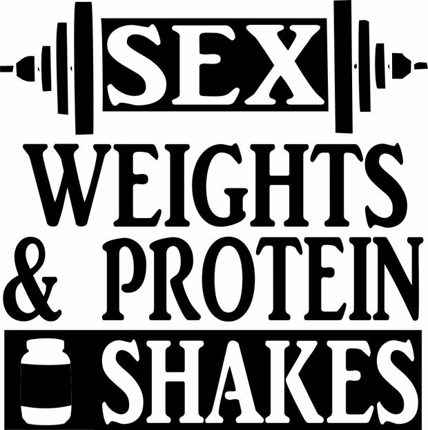 Sex Weights And Protein Shakes Funny Workout Gym Adult-Tshirt