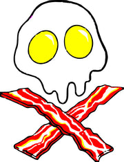 Bacon And Eggs Skull And Crossbones Adult-Tshirt
