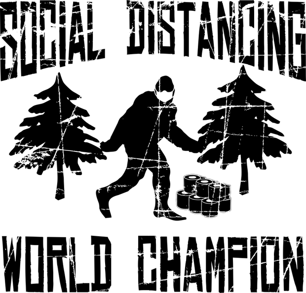 Sasquatch Social Distancing World Champion Bigfoot Adult-Tshirt