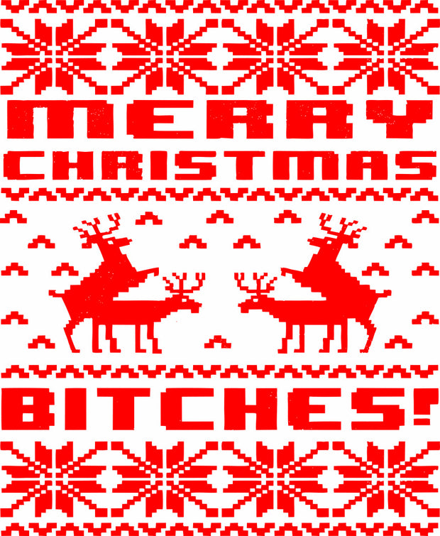 Merry Christmas Bitches Funny Ugly Holiday Sweater Adult-Tshirt