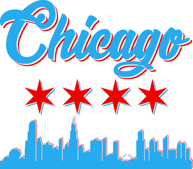 Chicago Flag City Skyline Adult-Tshirt
